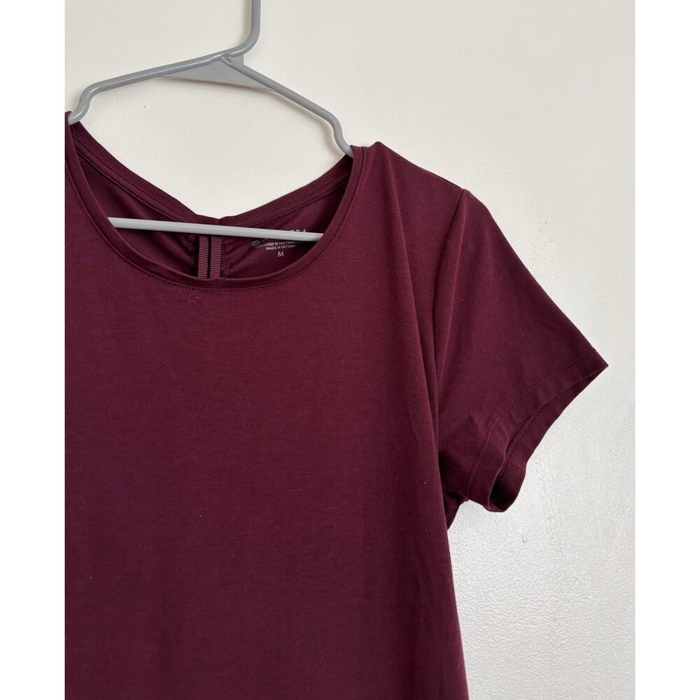 Marron Wine Athleta Open Back Ruched Encore Tee M - Picture 2 of 5